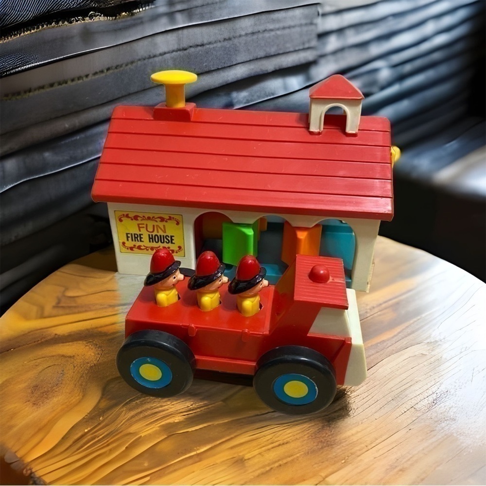 Vintage Press and Go Fun Fire House Joseph Toys Truck Firemen